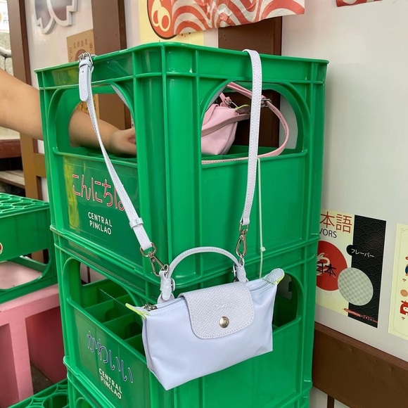 Longchamp Le Pliage Mini Pouch with handle with Cross body strap 💙 (Authentic) - Picture 3 of 7